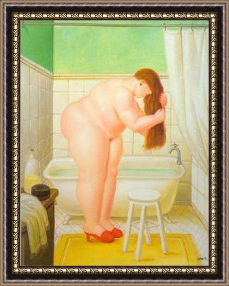Fernando Botero The Bathroom Framed Painting