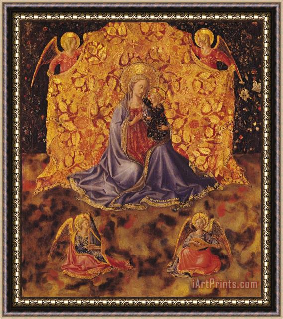 Fra Angelico Madonna Of Humility With Christ Child And Angels Framed Print