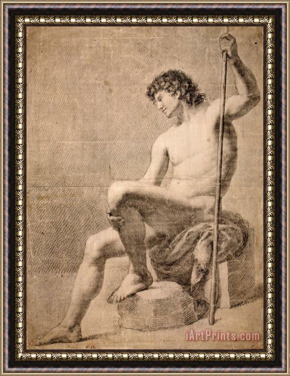 Francesc Agustin Male Nude Seated Framed Print