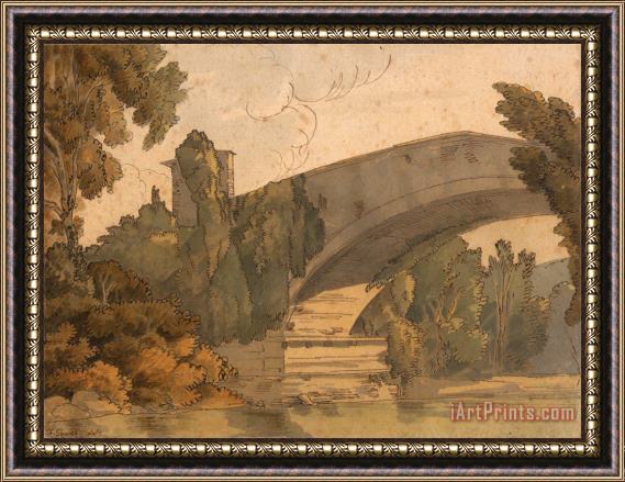 Francis Swaine A Bridge Between Florence And Bologna Framed Painting