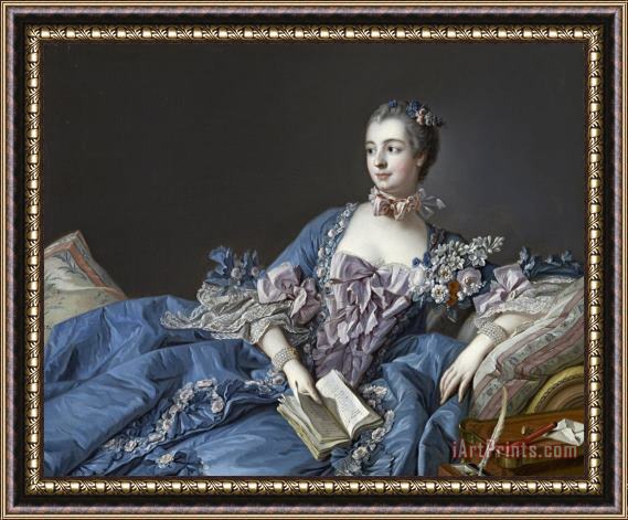 Francois Boucher Madame De Pompadour (ca. 1758) Framed Painting