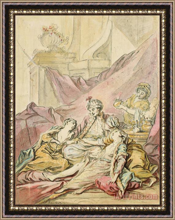 Francois Boucher The Pasha in His Harem, C. 1735 1739 Framed Print