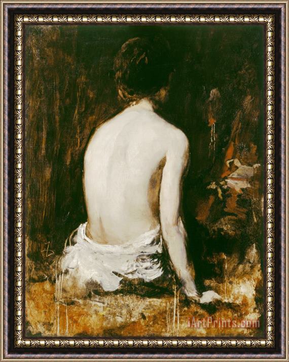 Frank Duveneck Study of a Nude Framed Painting