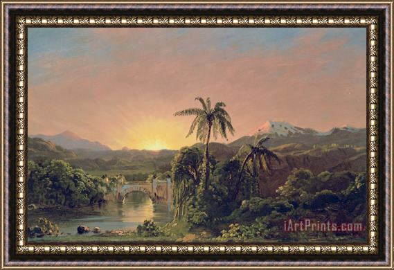 Frederic Edwin Church Sunset in Equador Framed Painting
