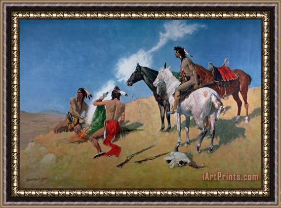 Frederic Remington Smoke Signals Framed Painting