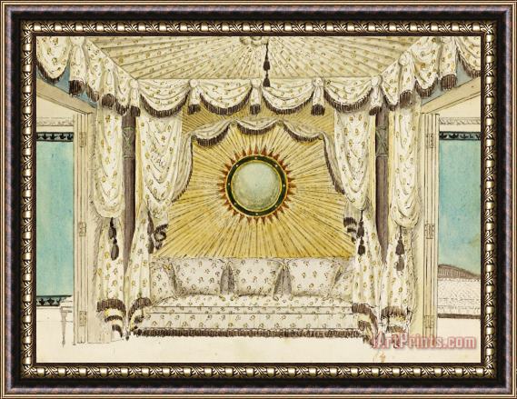 Frederick Crace Design for Bed with Tented Alcove, Probably for The Prince of Wales's Bedroom Or Boudoir, Royal Pavi... Framed Painting