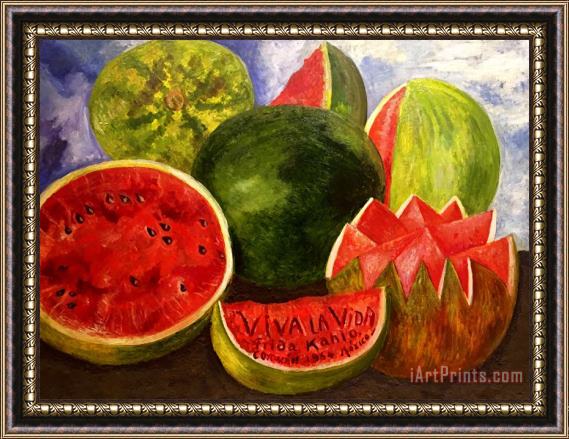 Frida Kahlo Viva La Vida Watermelons Framed Print
