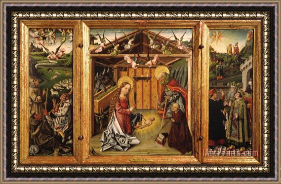 Garcia Del Barco Triptych of The Nativity Framed Print