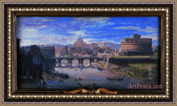 Gaspar van Wittel View of The Castel Sant'angelo Framed Painting