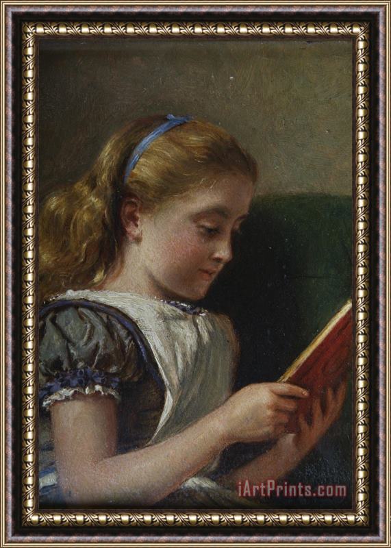 George Goodwin Kilburne Young Girl Reading Framed Painting