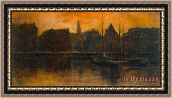 George Hendrik Breitner A View of The Prins Hendrikkade with The Schreierstoren, Amsterdam Framed Painting