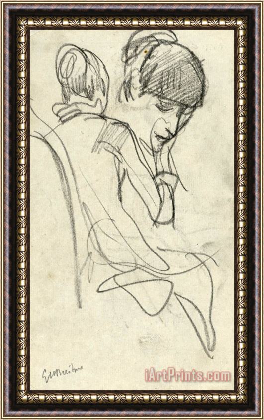 George Hendrik Breitner Schetsen Van Een Zittende Vrouw En Het Hoofd Van Een Vrouw Framed Painting
