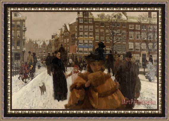 George Hendrik Breitner The Bridge Over The Singel at The Paleisstraat, Amsterdam Framed Painting