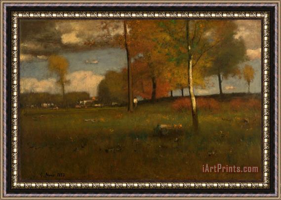 George Inness Near The Village, October Framed Painting