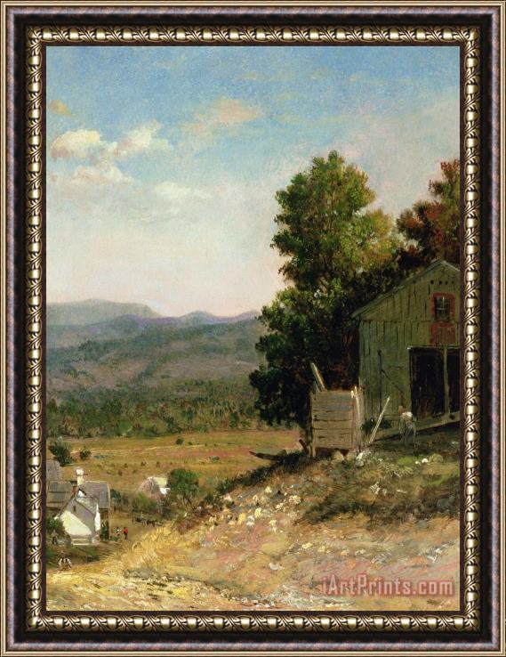 George Loring Brown Study of Old Barn in New Hampshire Framed Painting