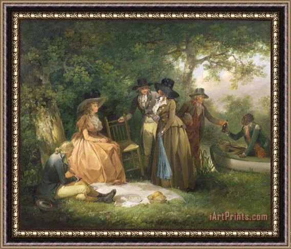 George Morland The Angler's Repast Framed Painting