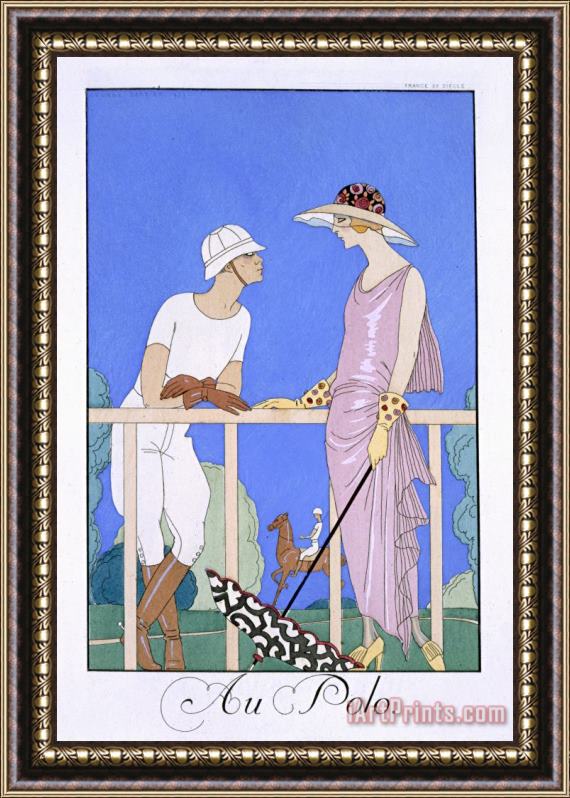 Georges Barbier At Polo Framed Painting