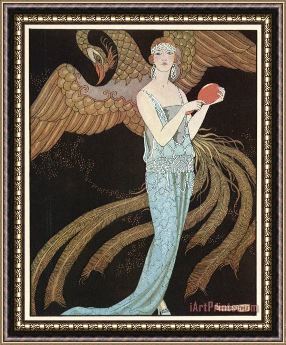 Georges Barbier Blue Dress by Beer Framed Painting