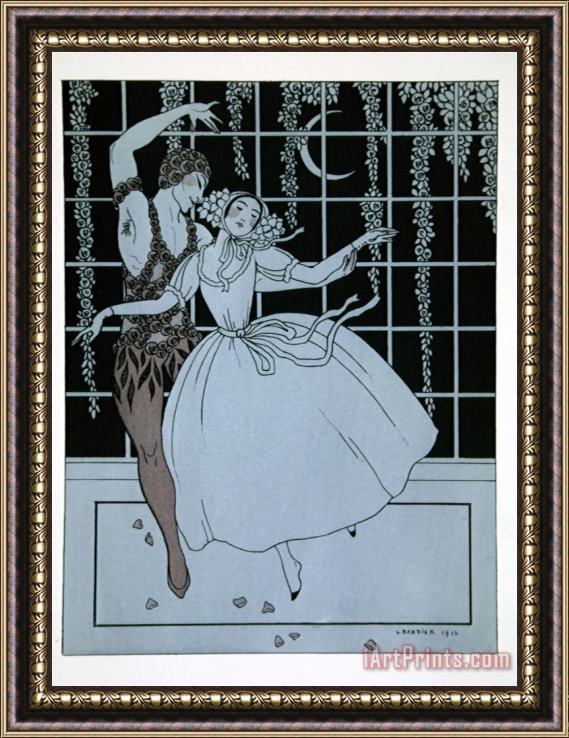 Georges Barbier Spectre De La Rose From The Series Designs on The Dances of Vaslav Nijinsky Framed Painting