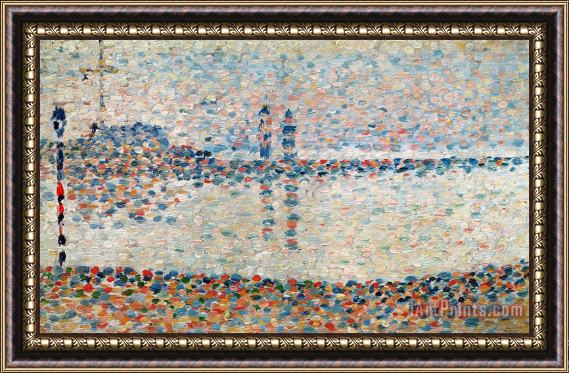 Georges Pierre Seurat Study For The Channel At Gravelines Evening Framed Painting