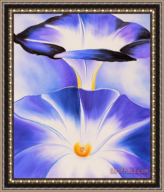 Georgia O'keeffe Blue Morning Glories Framed Painting