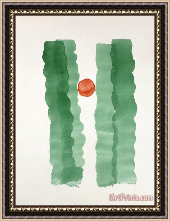 Georgia O'keeffe Untitled (abstraction Four Green Lines with Red), 1979 Framed Print