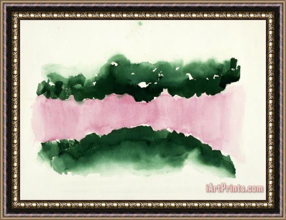 Georgia O'keeffe Untitled (abstraction Pink And Green), 1976 1977 Framed Painting