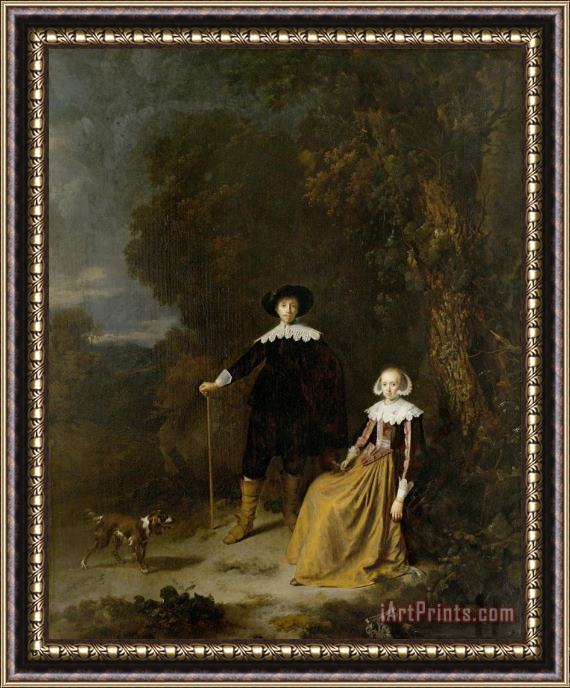 Gerard Dou Portrait of a Couple in a Landscape Framed Painting