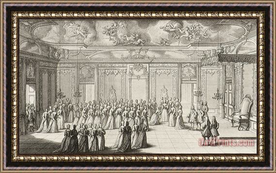 Gerard The Audience Chamber During The Reception of The Bride at Dresden Palace on 2 September 1719 Framed Painting