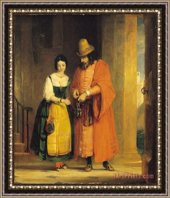 Gilbert Stuart Newton Shylock and Jessica from 'The Merchant of Venice' Framed Painting