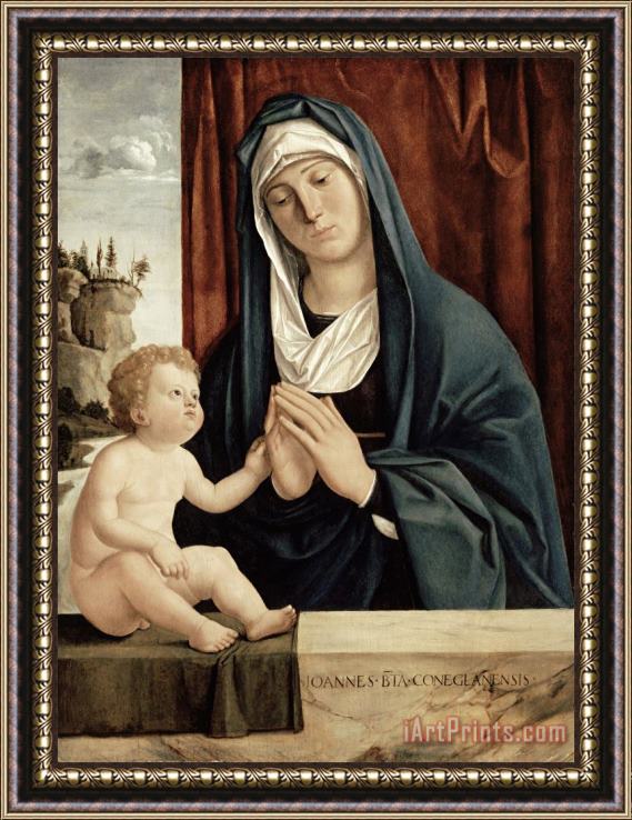 Giovanni Battista Cima da Conegliano Madonna and Child - late 15th to early 16th century Framed Print