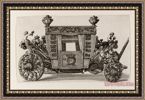 Giovanni Battista Lenardi Side View of The Second Carriage of Lord Castelmaine Built in 1686 by Andrea Cornely After His Own D... Framed Painting