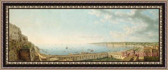 Giovanni Battista Lusieri  A View of The Bay of Naples, Looking Southwest From The Pizzofalcone Toward Capo Di Posilippo Framed Painting