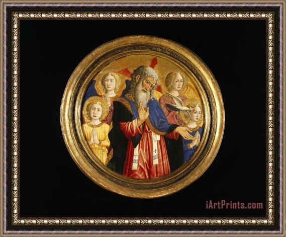 Giovanni Francesco da Rimini God The Father with Four Angels And The Dove of The Holy Spirit Framed Painting