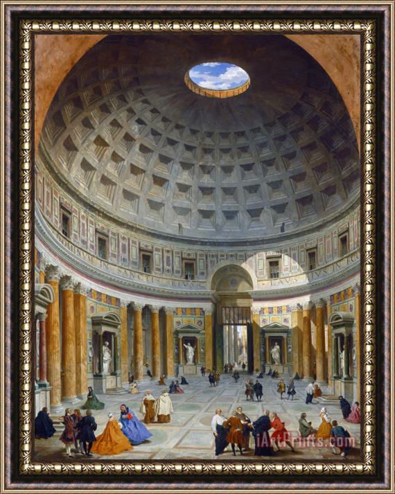 Giovanni Paolo Panini Interior of The Pantheon, Rome Framed Painting