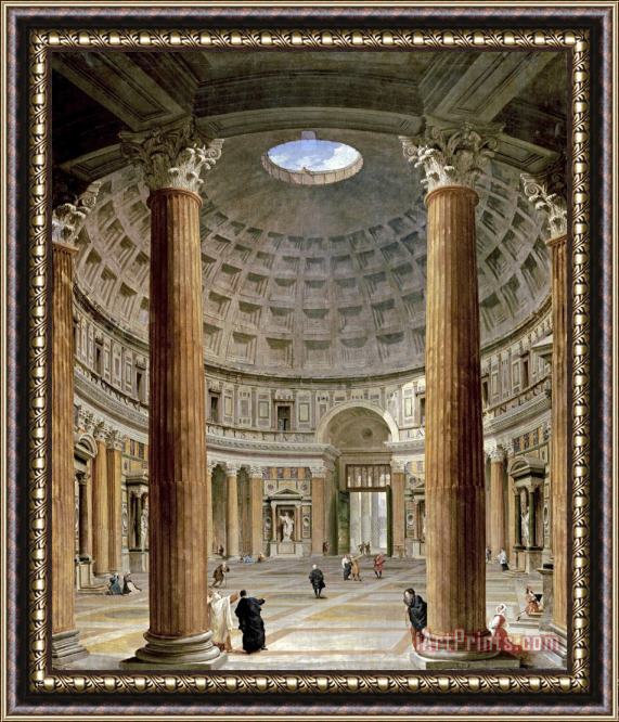 Giovanni Paolo Panini The Interior of The Pantheon, Rome Framed Painting