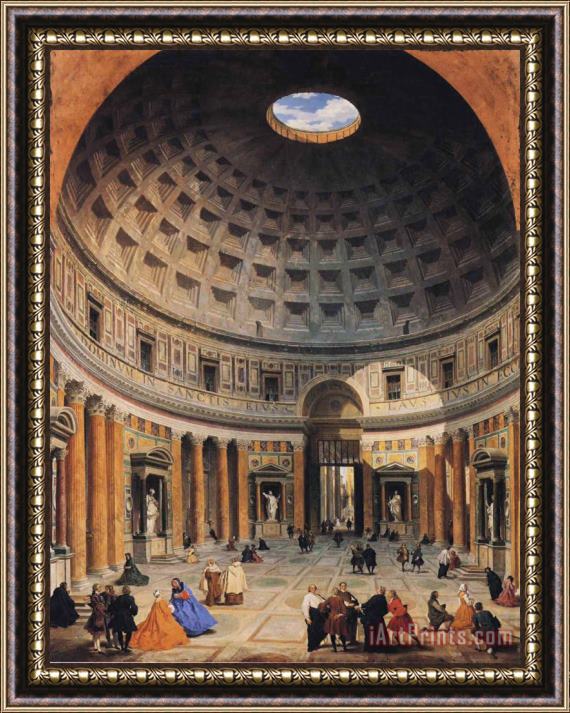 Giovanni Paolo Pannini Interior of The Pantheon, Rome Framed Painting