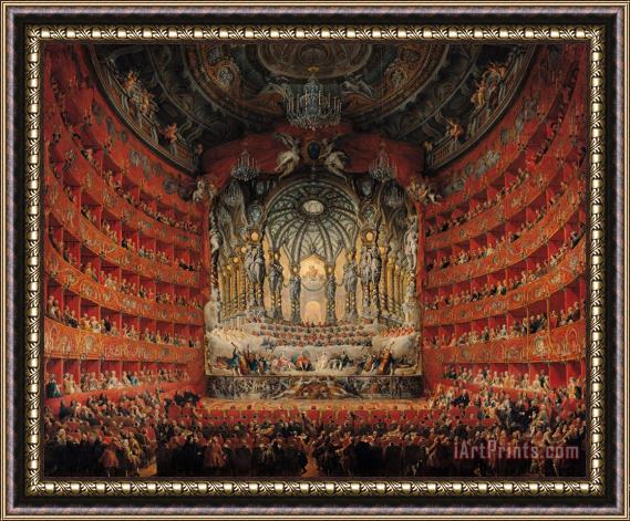 Giovanni Paolo Pannini or Panini Concert given by Cardinal de La Rochefoucauld at the Argentina Theatre in Rome Framed Print
