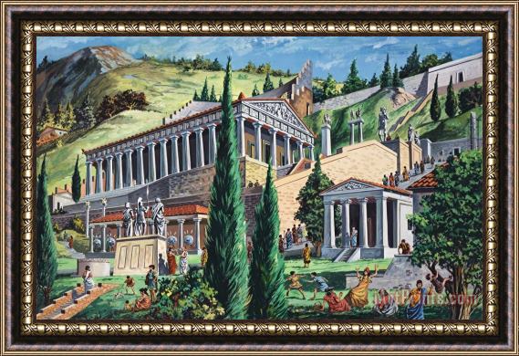 Giovanni Ruggero The Temple of Apollo at Delphi Framed Painting