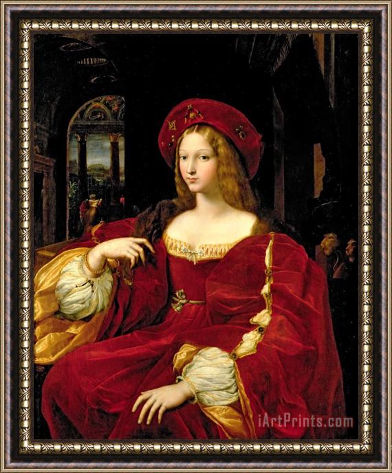 Giulio Romano Portrait of Jeanne of Aragon (c.1500 77) Wife of Ascannio Colonna, Viceroy of Naples Framed Print