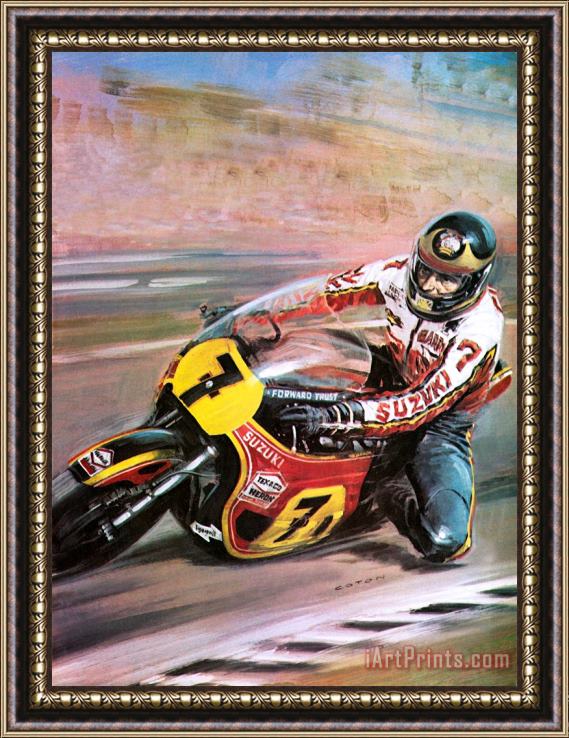Graham Coton Motorcycle racing Framed Painting