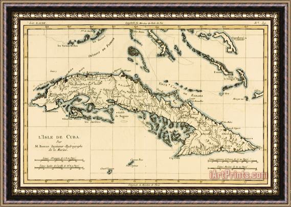 Guillaume Raynal Antique Map of Cuba Framed Print