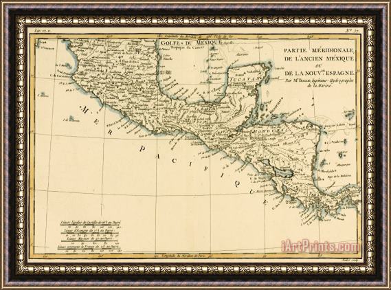 Guillaume Raynal Antique Map of Southern Mexico Framed Print