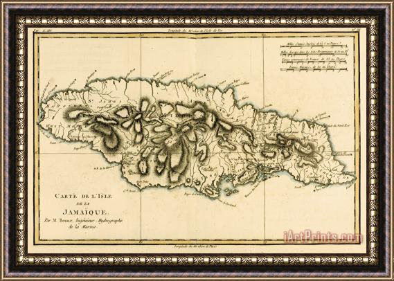 Guillaume Raynal Map of Jamaica Framed Painting
