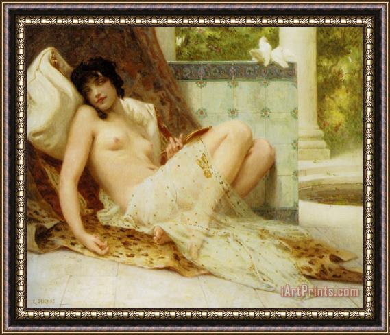 Guillaume Seignac L'odalisque Aux Colombes Framed Painting