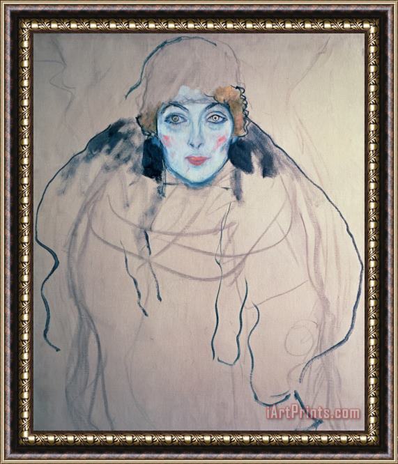 Gustav Klimt Head of a Woman Framed Painting