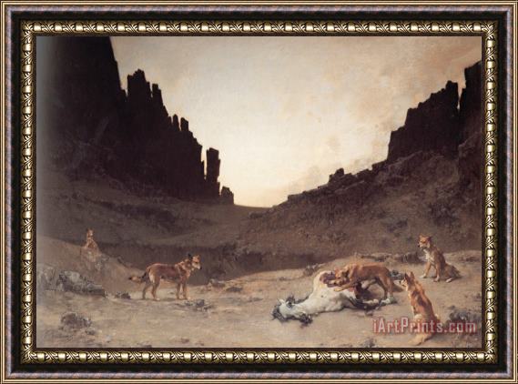 Gustave Achille Guillaumet Dogs of The Douar Devouring a Dead Hourse in The Gorges of El Kantar Framed Print