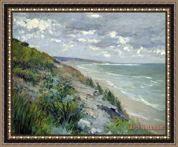 Gustave Caillebotte Cliffs by the sea at Trouville Framed Painting