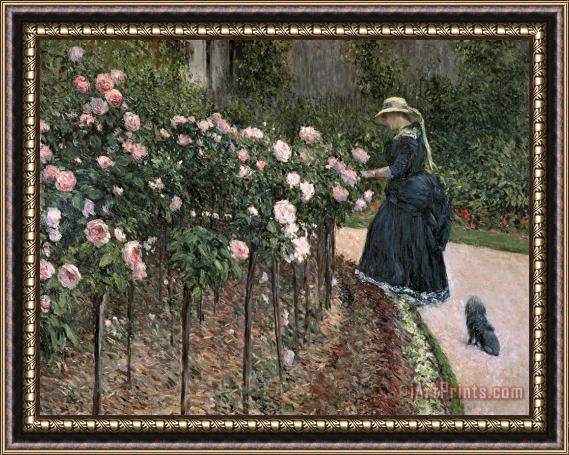 Gustave Caillebotte Roses In The Garden At Petit Gennevilliers Framed Painting