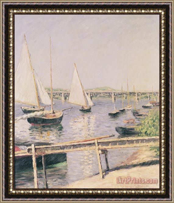 Gustave Caillebotte Sailing boats at Argenteuil Framed Print